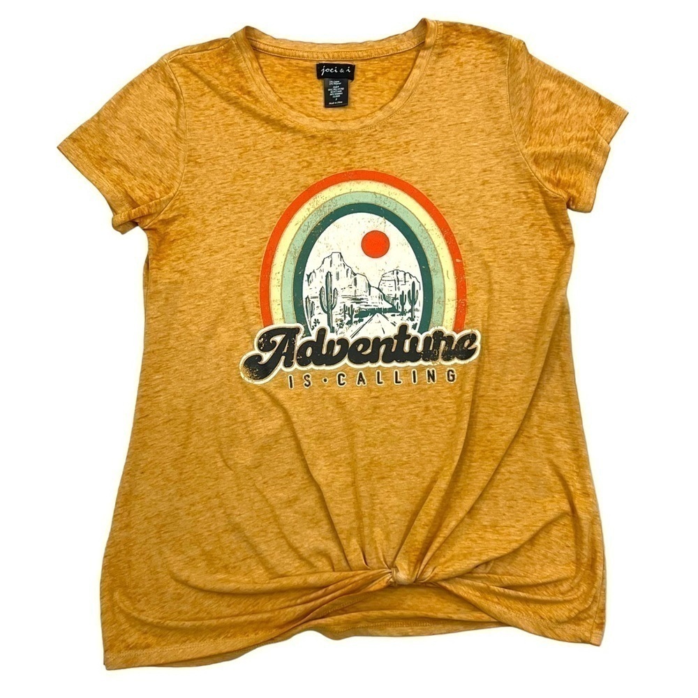 Joei & I Graphic Tee Shirt Small Mustard